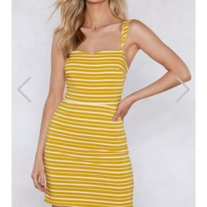 Nasty gal striped yellow mini dress size 6